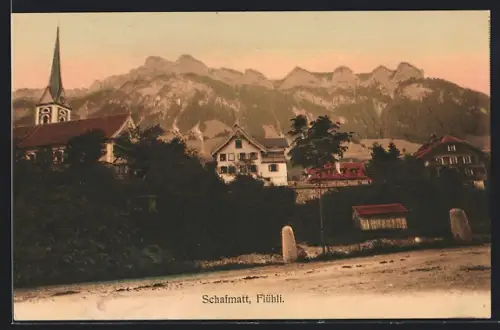 AK Flühli /LU, Schafmatt, Ortspartie mit Kirche