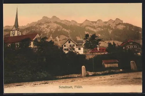 AK Flühli /LU, Schafmatt, Ortspartie mit Kirche