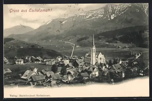 AK Escholzmatt, Teilansicht mit Kirche