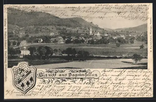 AK Dagmersellen, Ortspartie mit Kirche, Wappen