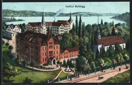 Künstler-AK Baldegg, Institut mit Kirche