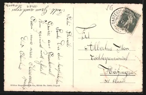 AK Ganterschwil, Ortsansicht mit Kirche aus der Vogelschau