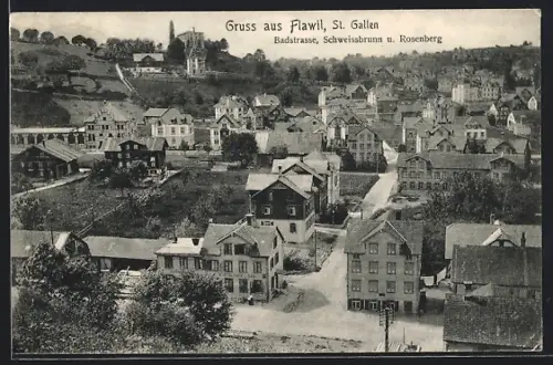 AK Flawil /St. Gallen, Badstrasse, Schweissbrunn u. Rosenberg