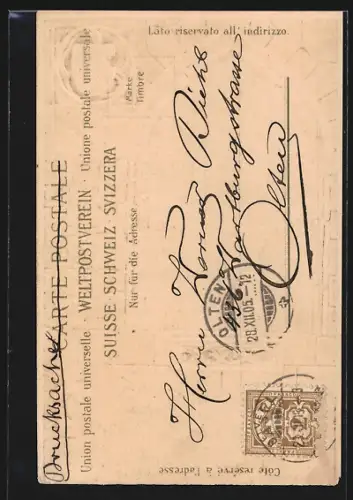 AK Basel, Blick zum Rathaus durch Bogenfenster