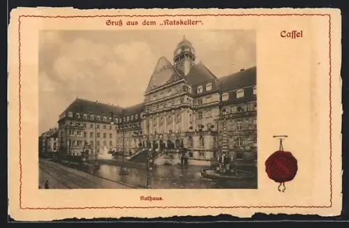 AK Cassel, Rathaus mit Gaststätte Ratskeller, Inh. Alfred Hartleb