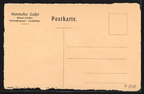 AK Cassel, Rathaus mit Gaststätte Ratskeller, Inh. Alfred Hartleb