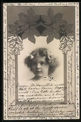 Foto-AK NPG Serie 19 Nr. 5: Porträt eines Mädchens mit Schleifen im Haar