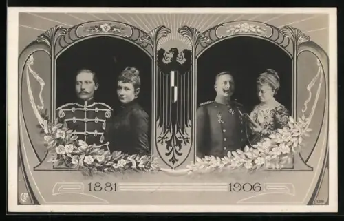 AK Kaiser Wilhelm II. und Auguste Victoria 1881 und 1906