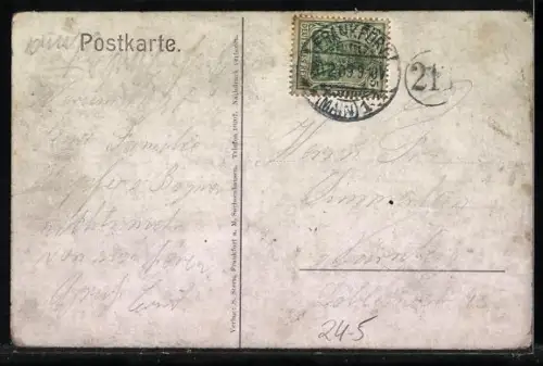 AK Vom Hochwasser überrascht, Paar im Bett, Hund und anderen Möbeln schwimmen im Wasser