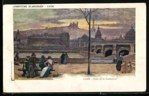 AK Lyon, Pont de la Guillotière, Confiture Blanchard