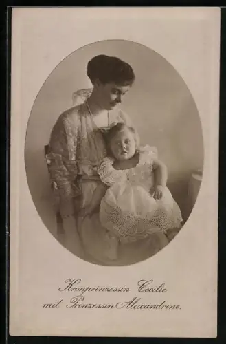 AK Kronprinzessin Cecilie mit Prinzessin Alexandrine