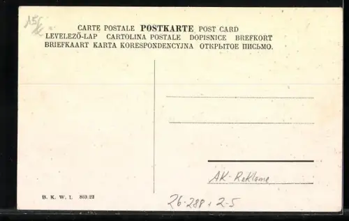 Künstler-AK Brüder Kohn (B.K.W.I) Nr. 869/22: AK Reklame, Paar mit Hund