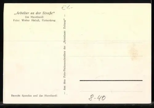 AK Arbeiter an der Strasse im Havelland