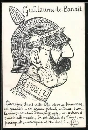 AK Guillaume-le-Bandit, Karikatur von Kaiser Wilhelm II.