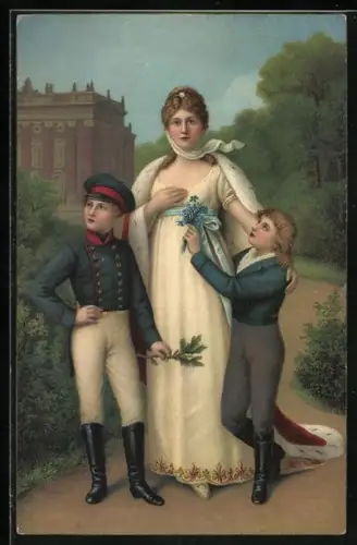 AK Königin Luise von Preussen mit ihren Söhnen