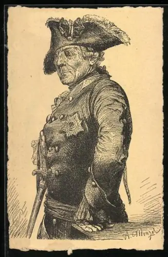 Künstler-AK König Friedrich der Grosse, Brustportrait