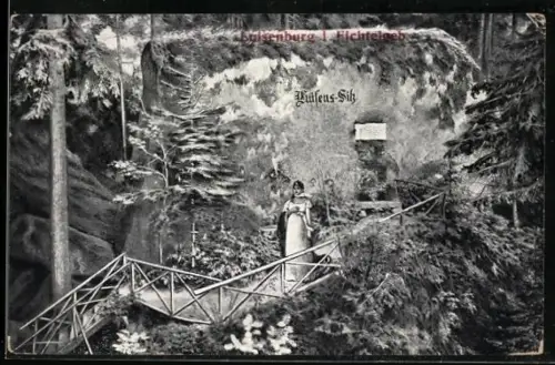 AK Luisenburg i. Fichtelgeb., Königin Luise von Preussen beim Spaziergang am Luisens-Sitz