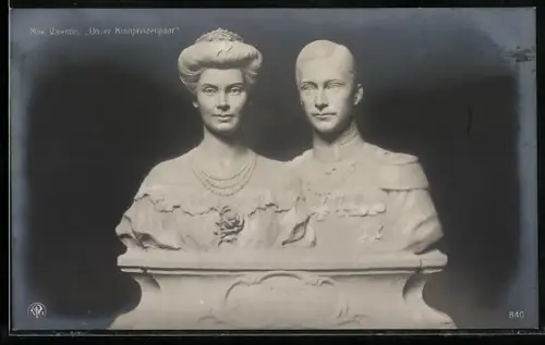 AK Büste der Kronprinzessin Cecilie und des Kronprinzen Unser Kronprinzenpaar
