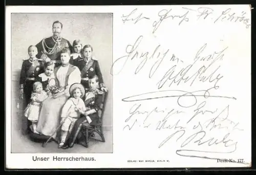 AK Kaiser Wilhelm II. von Preussen im Kreise seiner Familie
