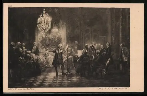 AK König Friedrich II. (der Grosse) bei einem Flötenkonzert