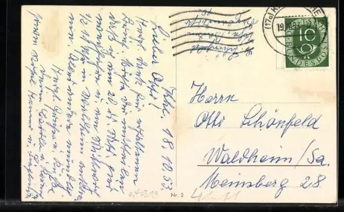 AK Karlsruhe i. B., Rheinhafen mit Bahnschienen und Blick auf Gebäude