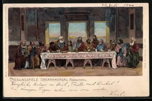 AK Passionsspiele Oberammergau, Abendmahl