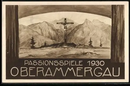 AK Oberammergau, Passionsspiele 1930, Kreuzigung