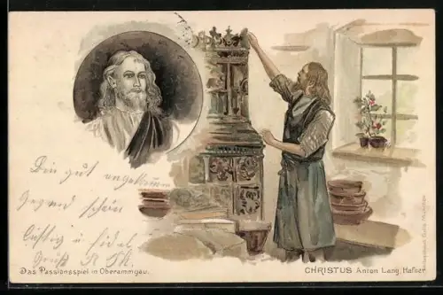 Künstler-AK Oberammergau, Passionsspiele, Christus-Darsteller Anton Lang