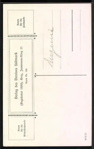 Künstler-AK R. Assmann: Weissenkirchen in der Wachau, Whrkirche St. Michael, Wappen der Südmark