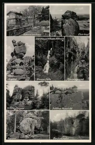 AK Heuscheuer, Schweizerhaus, Wasserfälle, Riesengrund