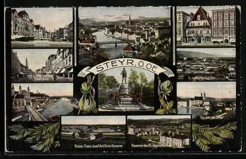 AK Steyr, Kaiser Franz Joseph-Artilleriekaserne, Waffenfabriken, Stadtplatz