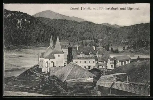 AK Flattnitz, Ortsansicht mit Wintertalnok und Eisenhut