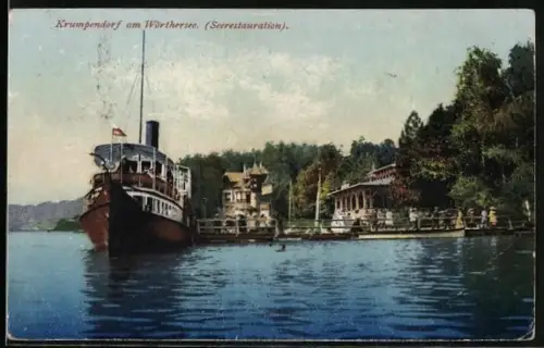 AK Krumpendorf am Wörthersee, Blick zum Seerestaurant