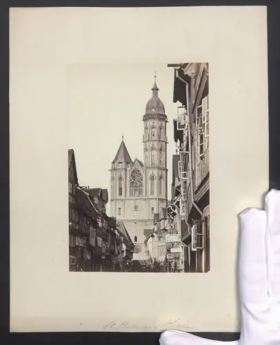 Fotografie unbekannter Fotograf, Ansicht Braunschweig, gestochen scharfer Blick nach der St. Andreaskirche, frühe Aufnah