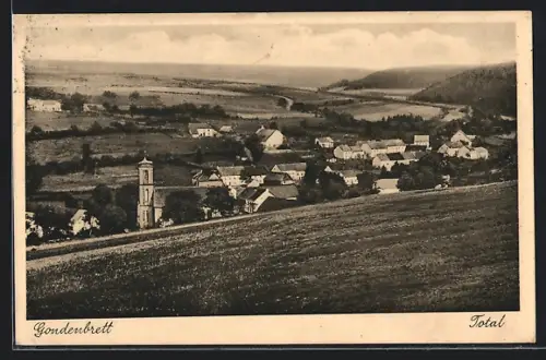 AK Gondenbrett, Totalansicht des Ortes mit Kirche und umliegender Landschaft