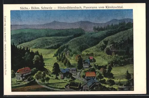 Luna-AK Hinterdittersbach /Sächs-Böhm. Schweiz, Panorama vom Kirnitzschtal