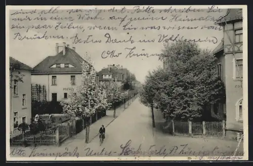 AK Arnsdorf /Sachs, Postamt, Wettinstrasse aus der Vogelschau