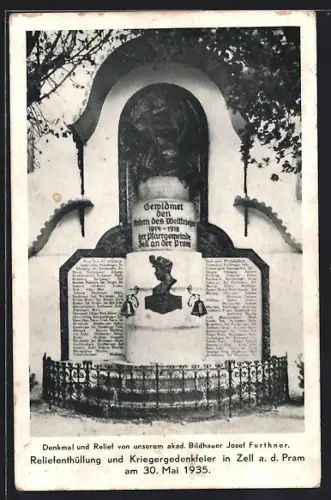 AK Zell a. d. Pram, Reliefenthüllung und Kriegergedenkfeier 1935