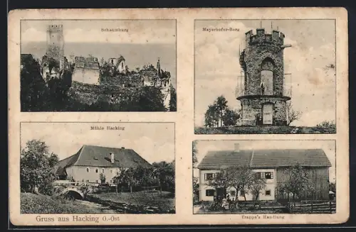 AK Hartkirchen /O.-Öst., Hacking, Mühle Hacking, Mayerhofer-Berg, Trappe`s Handlung, Schaumburg