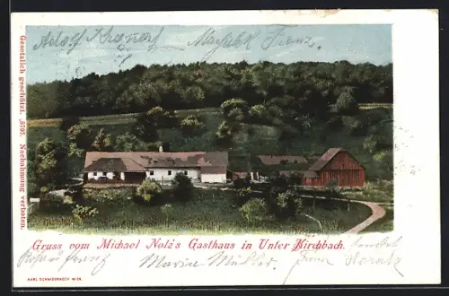 AK St. Andrä-Wördern, Gruss aus Unterkirchbach, Gasthaus Michael Nolz