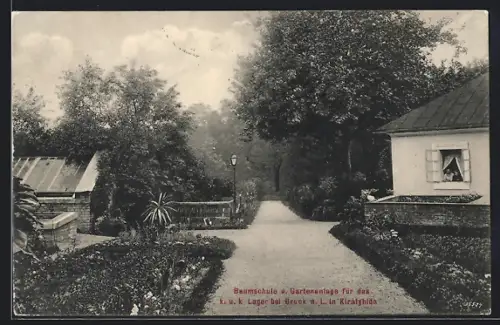 AK Királyhida, Baumschule und Gartenanlage für das k.u.k. Militärlager in Bruck a. L.