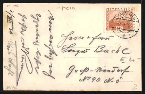 AK Eggenburg, Kremserstrasse mit bemaltem Haus