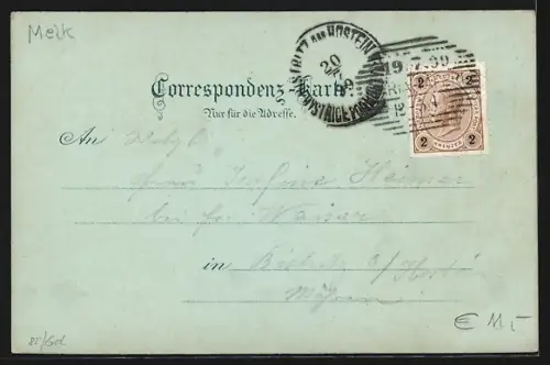 Mondschein-AK Maria Taferl, Blick auf Maria Taferl und Marbach, Dampfschiffe auf der Donau, Kirche Maria Taferl