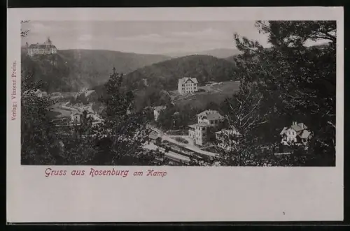 AK Rosenburg am Kamp, Villen und Schloss aus der Vogelschau