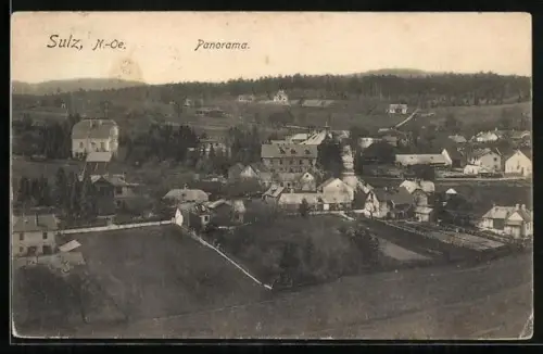 AK Sulz /N.-Ö., Ortspanorama aus der Vogelschau