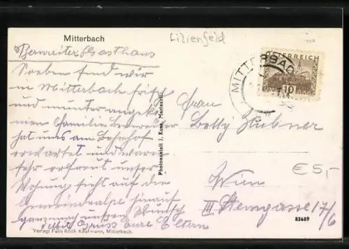 AK Mitterbach, Teilansicht des Ortes von oben