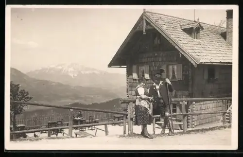 AK Mariazell, Bürgeralpe, Gasthof v. Rudolf Steiner, Wirt und Wirtin