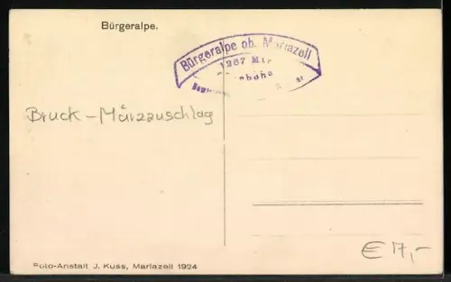 AK Mariazell, Bürgeralpe, Gasthof v. Rudolf Steiner, Wirt und Wirtin