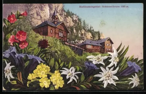 AK Breitenau am Hochlantsch, Schüsserlbrunn, Edelweiss, Enzian