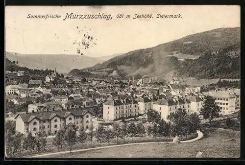 AK Mürzzuschlag /Steiermark, Totalansicht aus der Vogelschau